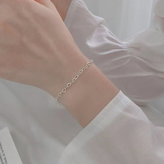 S925 Silver Heart Bracelet Simple Temperament Heart-shaped